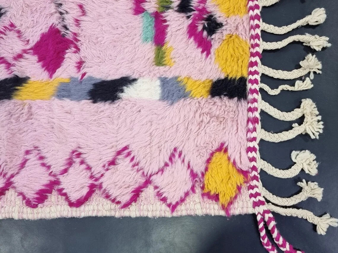 Cute BABY PINK RUG, Custom Moroccan Rug, Handmade Geometric Rug, Boho Pink Wool Rug, Maximalist Berber Rug, Cozy Chic Area Rug.