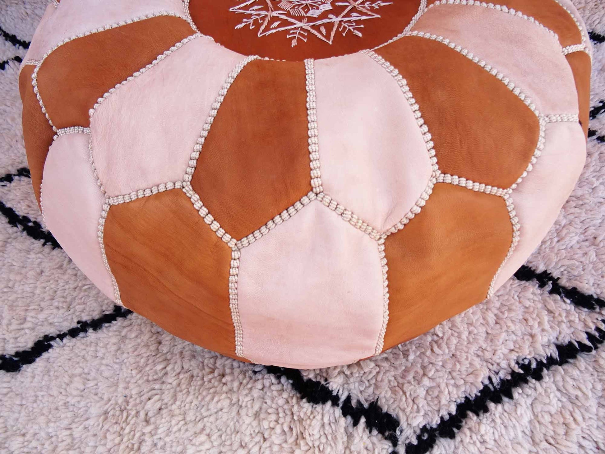 Stuffed Ottoman Leather Pouf - Handmade Moroccan Genuine Leather Pouf - Ottoman Pouffe Footstool - 100% Real Natural Leather Pouffe