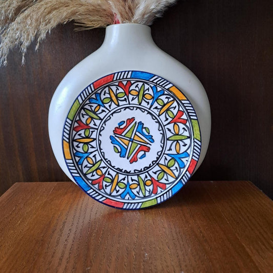 Handmade Moroccan Plate 18Cm – Colorful Boho Ceramic Dish – Artisan Pottery for Table or Wall Decor