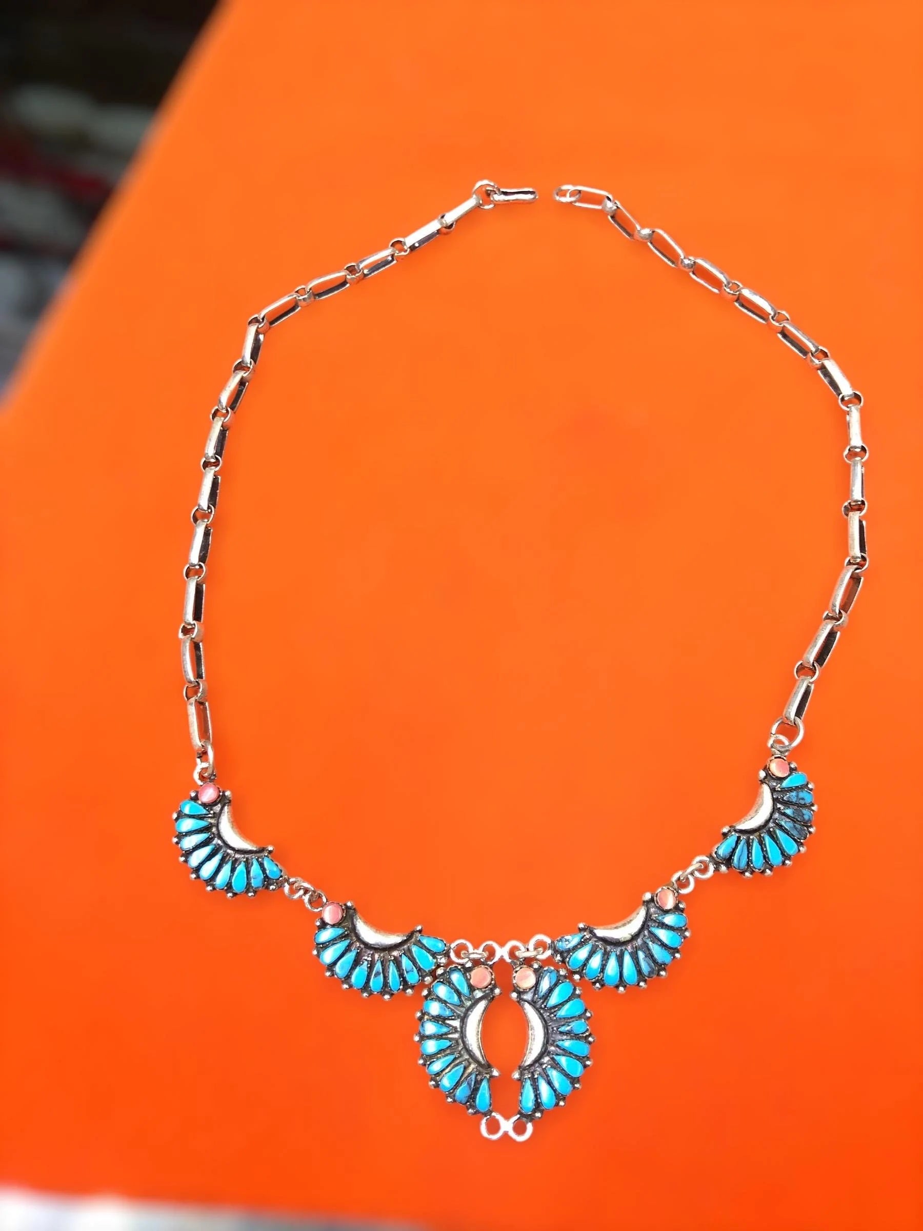 Tuareg Ring, Vintage Jewelry, 925 Silver Necklace with Turquoise Pearl