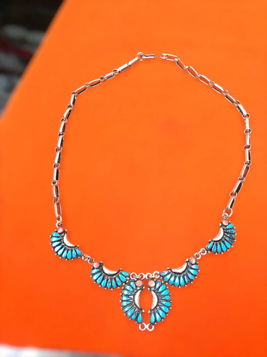 Tuareg Ring, Vintage Jewelry, 925 Silver Necklace with Turquoise Pearl