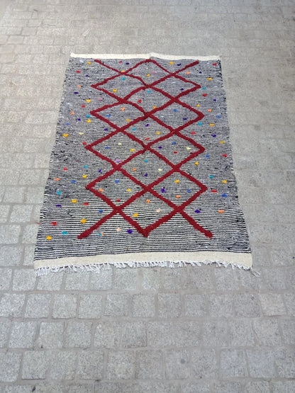 Moroccan Zanafi Rug .Handmade Berber Wool Rug Authentic Azilal Carpet Area Rug - Vintage Berber Rug - Zanafi Rug
