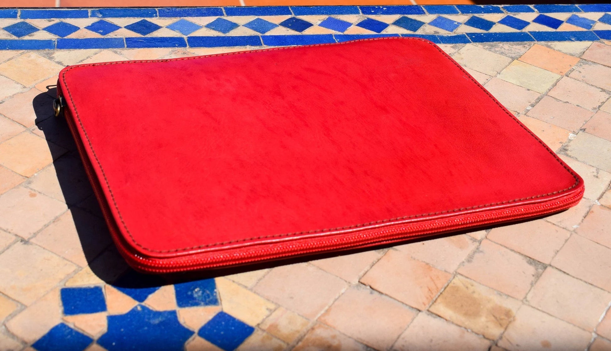 Moroccan Leather Handmade Laptop Cover 10 Inch Max, Red Laptop Sleeve, Leather Laptop Case, Gift for Him or Her, Red Real Leather Tab Cover