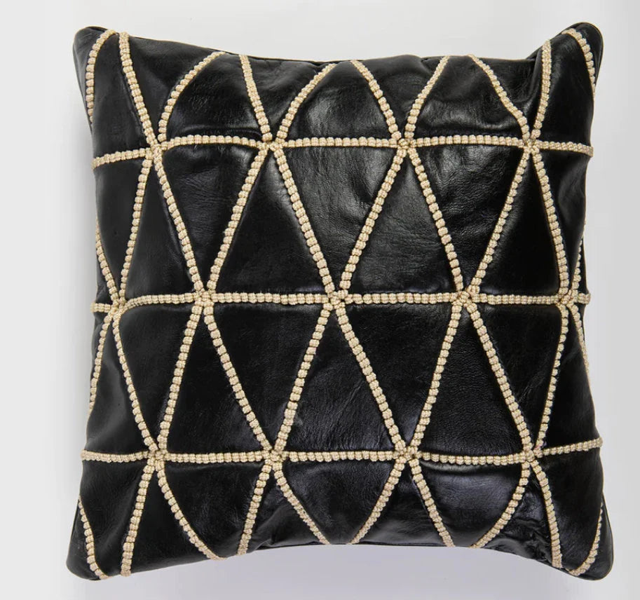 Handmade Square Leather Pillow Cover, Decorative Brown Leather Pillow Case, Gift for Mum. Handmade Leather Throw Pillow Cover Gift for Husba