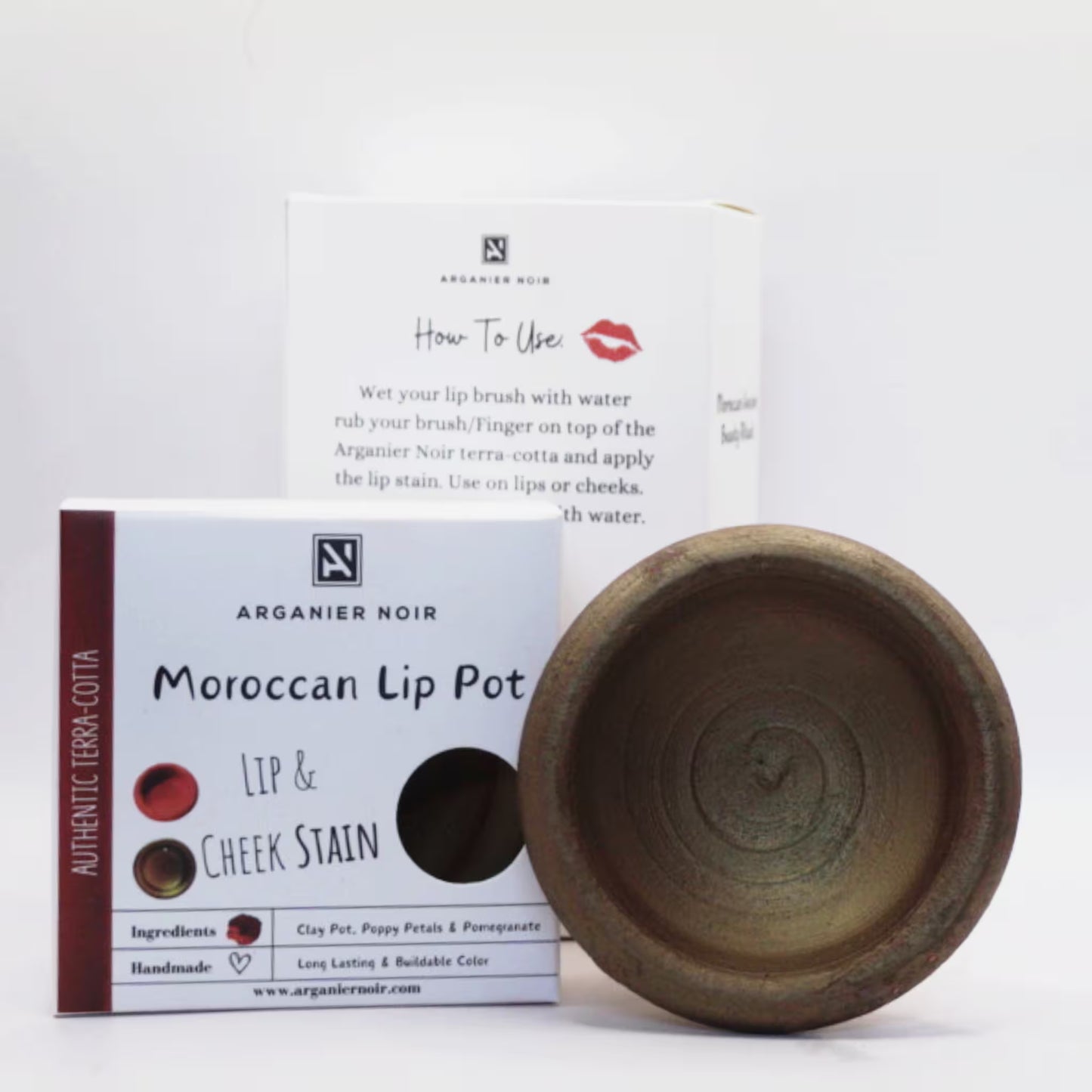 Aker Fassi Moroccan Lip Pot Brick Color Lip and Cheek Stain Clay Pot