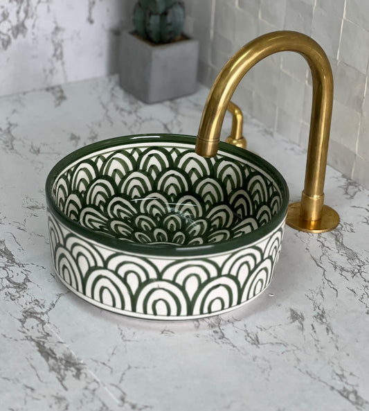 Antique Wash Basin, Vessel Sink, Bathroom Basin, Sink Bowl, Moroccan Handmade Ceramic Basin, Free Gift INCLUDED