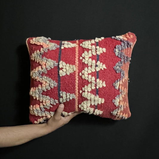 Moroccan Handmade Cushions - Vintage Red Pillows, Berber Pillows - Wool Pillows, and Bohemian Decoration