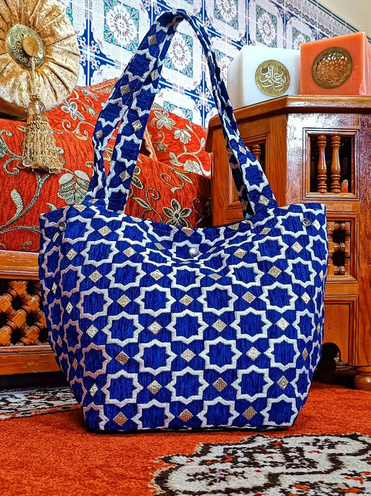 Moroccan Handmade Tote Bag | Everyday Durable Wool Handbag | Handmade Fashion Tote for Work & Outings | Stylish Moroccan Tile Design