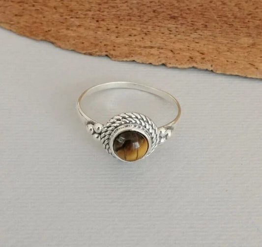 Golden Tiger Eye Sterling Silver Ring