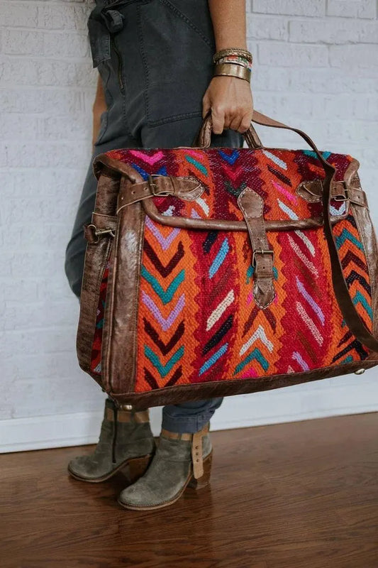 Kilim Duffle Bag, Leather Duffle Bag, Duffle Weekender Bag, Kilim Bag Clearance, Handmade Rug Bag, Duffle Boho Chic Bag, Weekender Bag Kilim