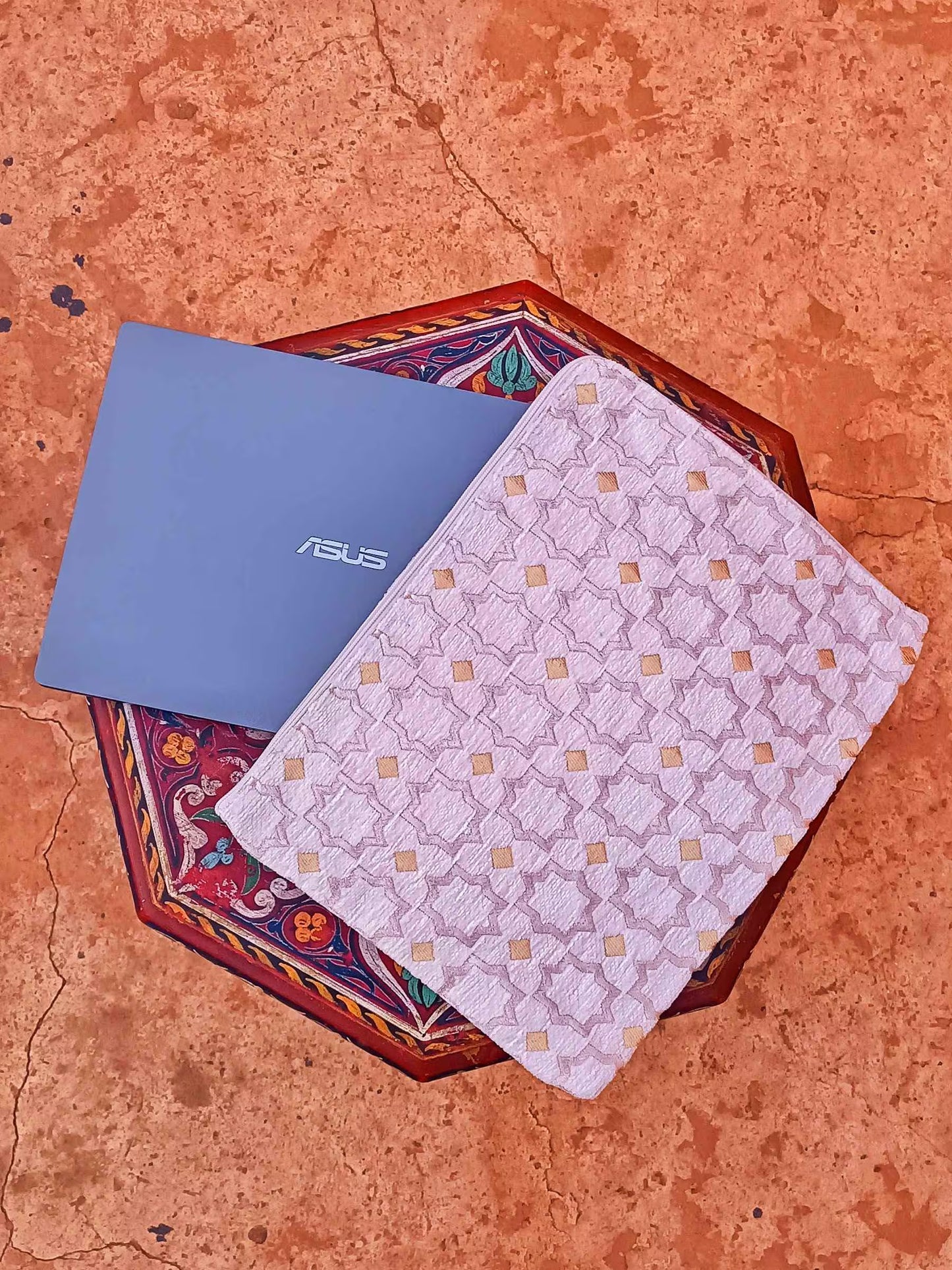 Handmade Moroccan Laptop Sleeve with Zellij Pattern | Stylish Macbook Air Sleeve | Custom Laptop Cover for Women & Men | Unique Office Gift