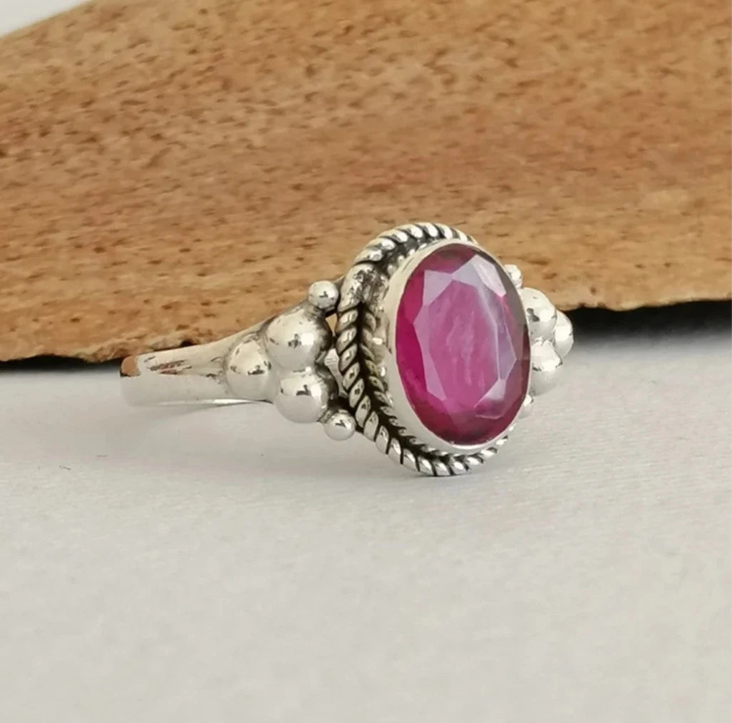 Pink Garnet and Sterling Silver Ring