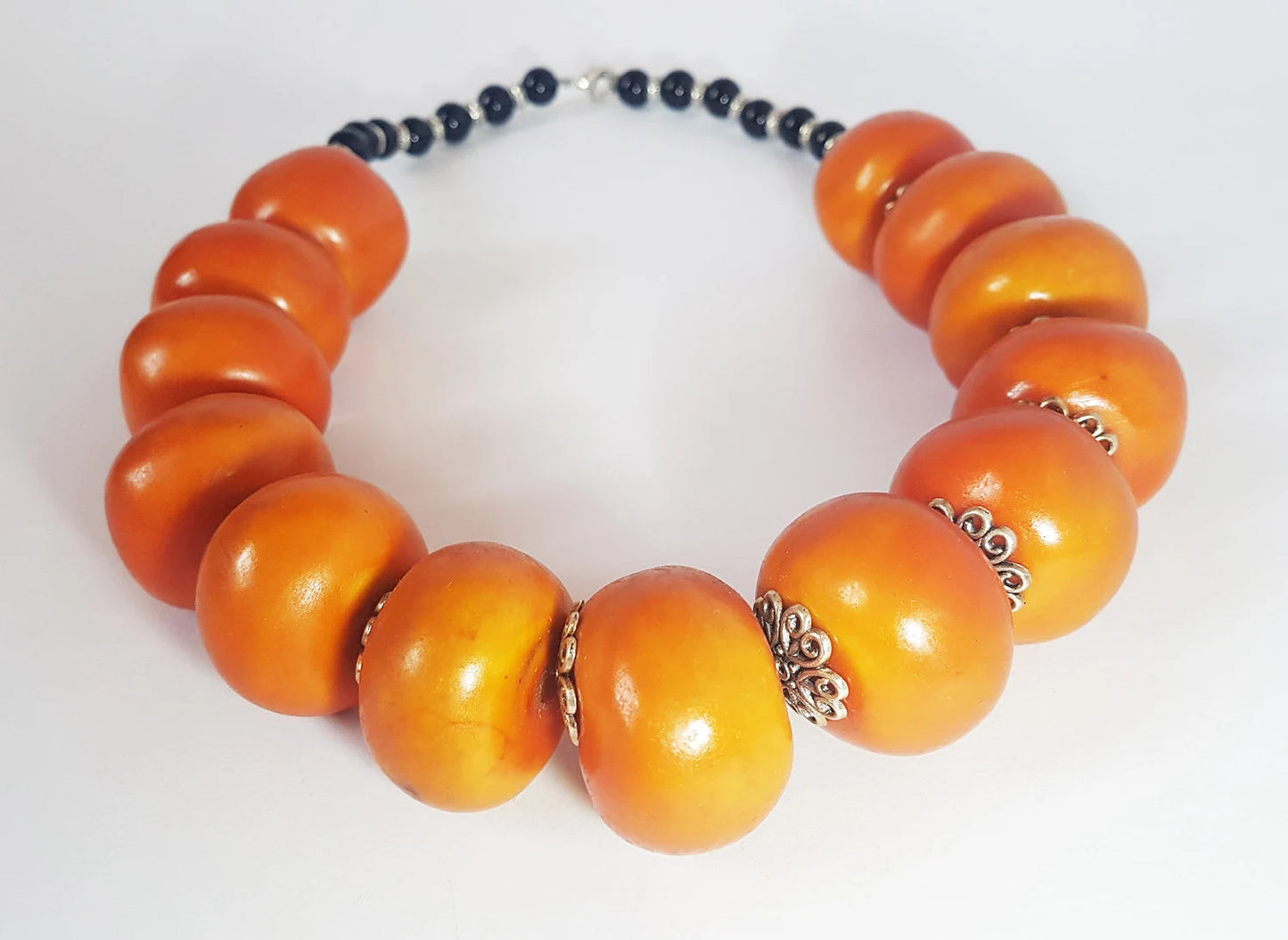 Collier En Ambre Berbère-Collier Marocain-Collier En Ambre Vintage-Collier En Faux Ambre-Marron Résine Ambre