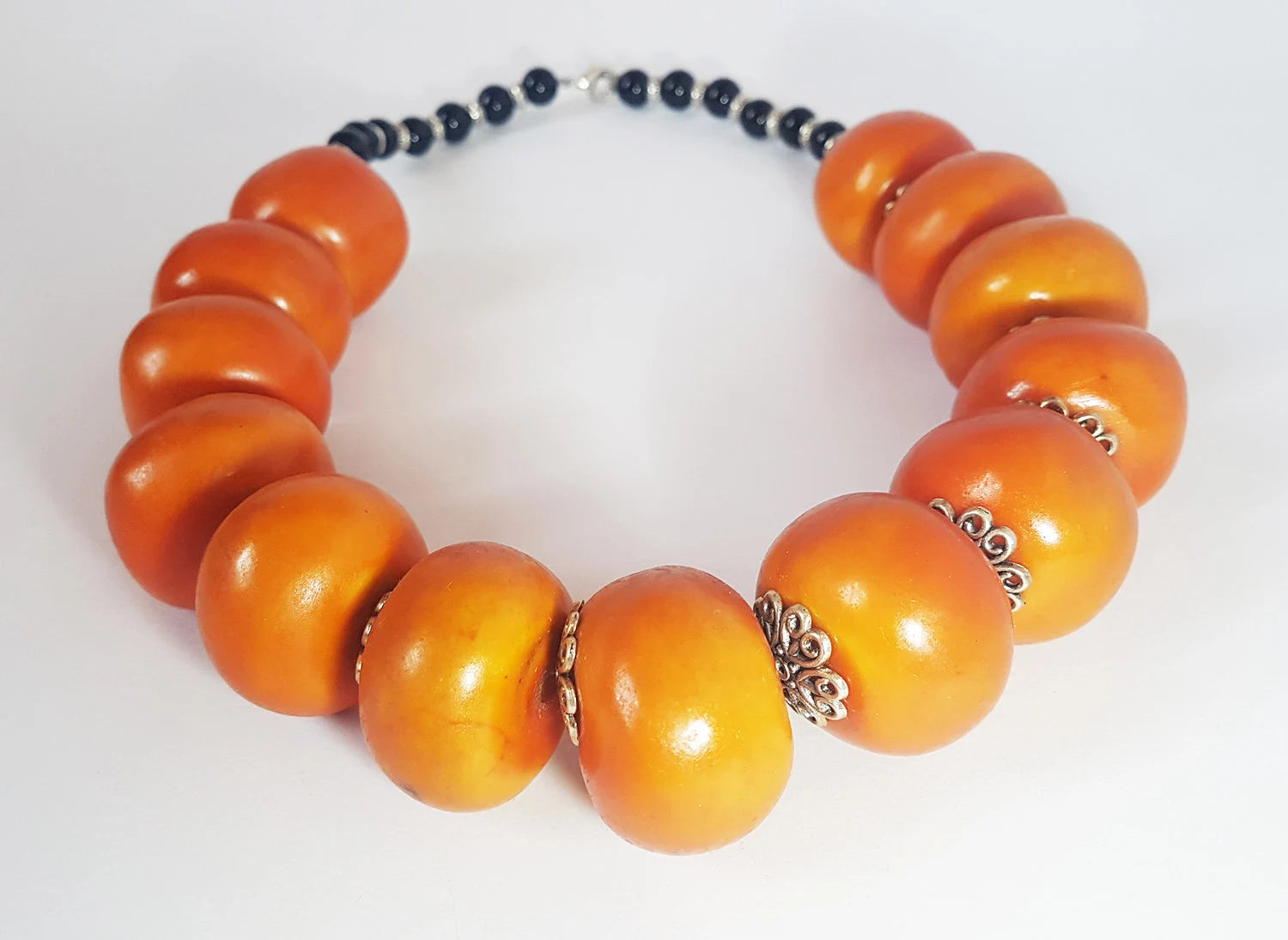 Collier En Ambre Berbère-Collier Marocain-Collier En Ambre Vintage-Collier En Faux Ambre-Marron Résine Ambre