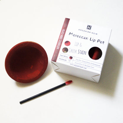 Aker Fassi Moroccan Lipstick| Lip and Cheek Stain- Moroccan Red Clay Pot