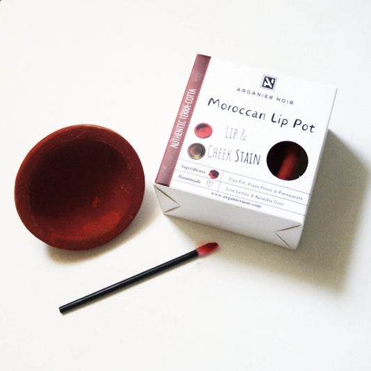 Aker Fassi Moroccan Lipstick| Lip and Cheek Stain- Moroccan Red Clay Pot
