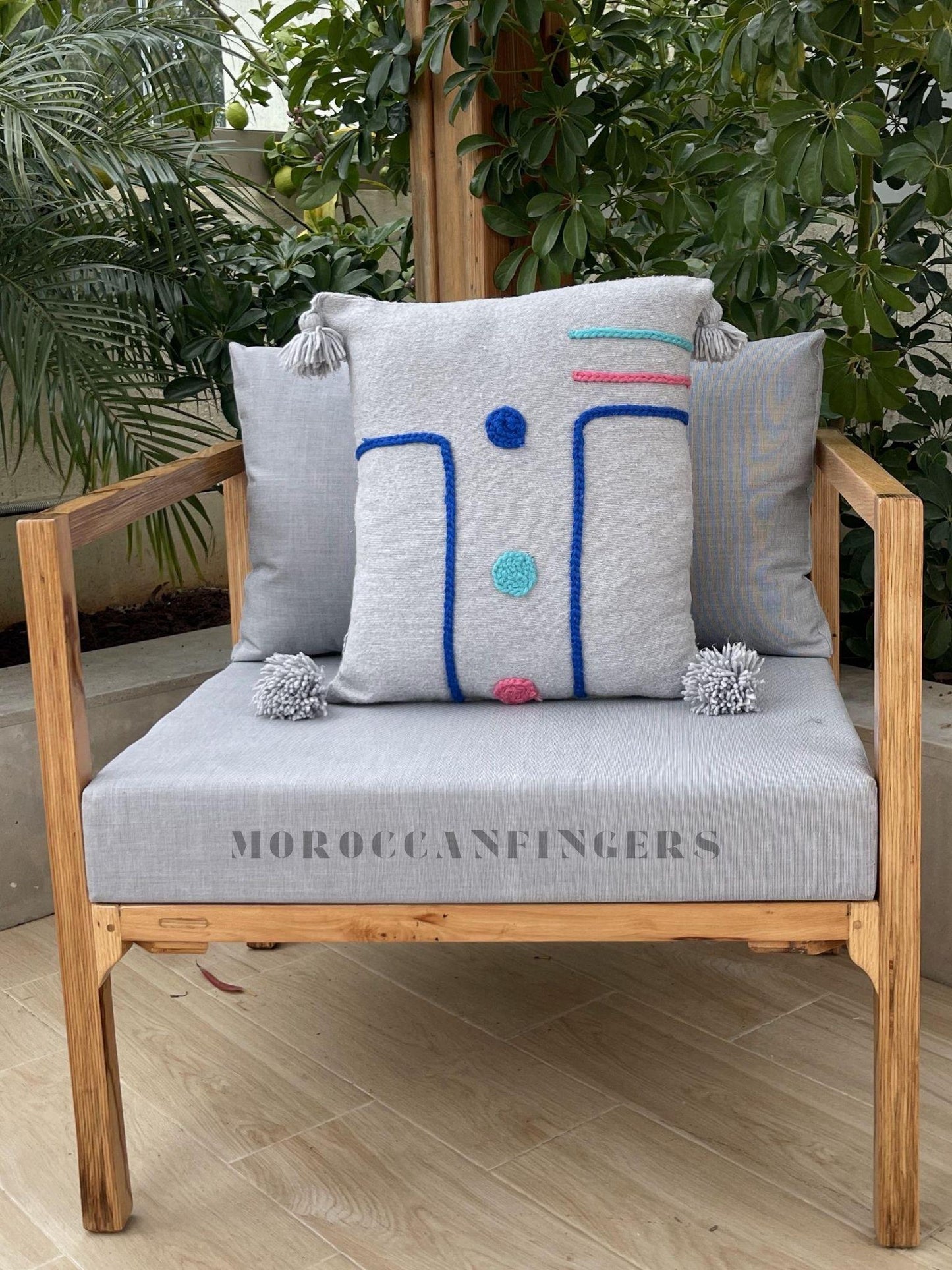 Geometric Pillow Covers 18X18 – Set of 2 Modern Handwoven Cushions, Recycled Cotton, Handmade in Morocco