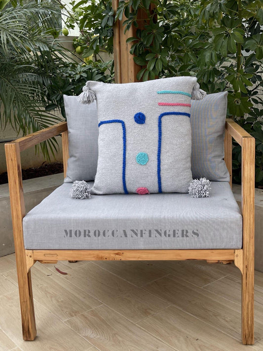 Geometric Pillow Covers 18X18 – Set of 2 Modern Handwoven Cushions, Recycled Cotton, Handmade in Morocco