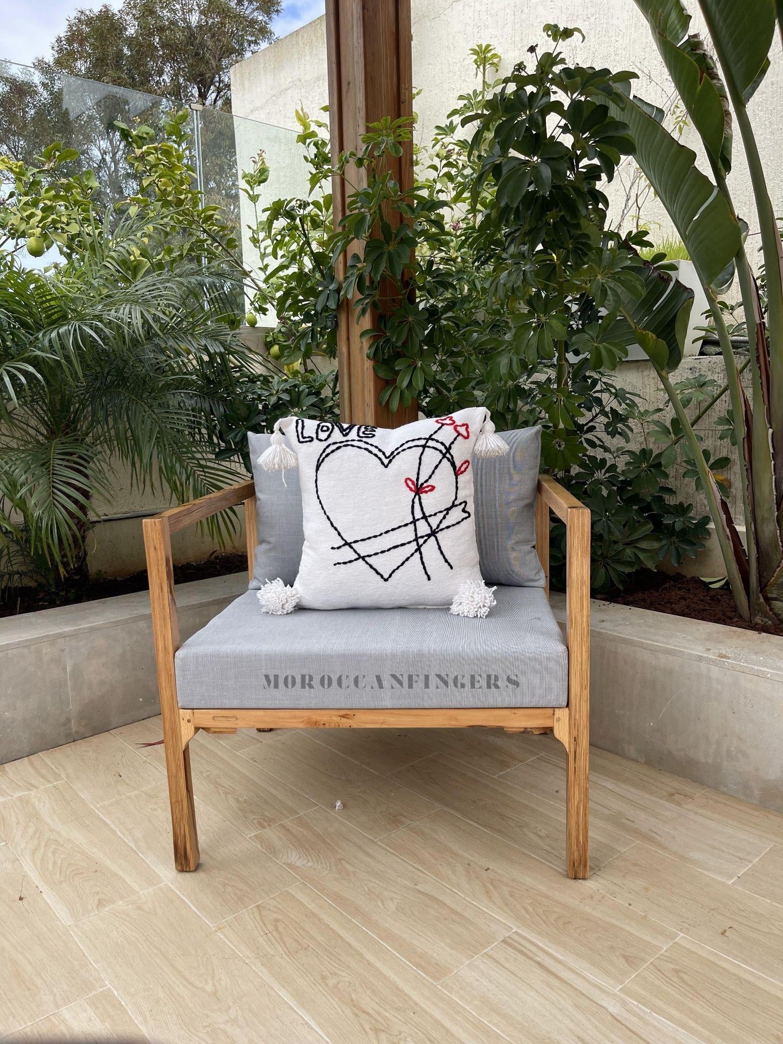 Geometric Pillow Covers 18X18 – Set of 2 Modern Handwoven Cushions, Recycled Cotton, Handmade in Morocco