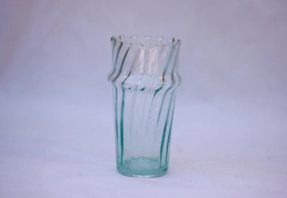 Vintage Ribbed Glassware Fluted Glasses Handmade 6 Piece Scalloped Drinking Glasses Moroccan Drinking Glasses Recycled Glass Stacking Cups