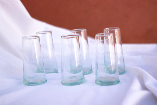 Handmade Glassware Champagne Glasses Recycled Beldi Champagne Flutes Moroccan Tumbler Drinking Flute Glass Artisanal Recycled Wedding Gifts