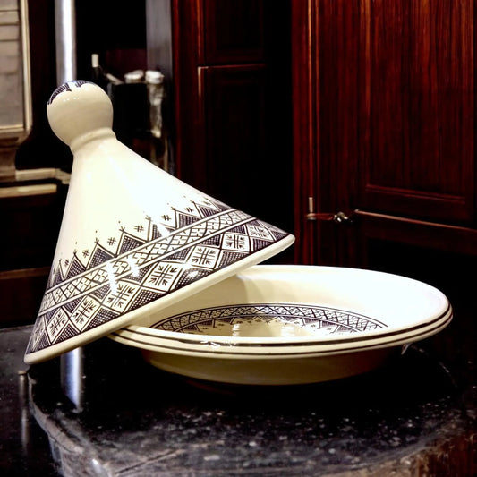 Handmade White Ceramic Tagine for Serving – Elegant Moroccan Dishware Moroccan Cultural Gift