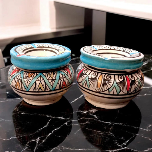 Set of 2 Handmade Moroccan Pottery Ashtrays – Decorative and Functional