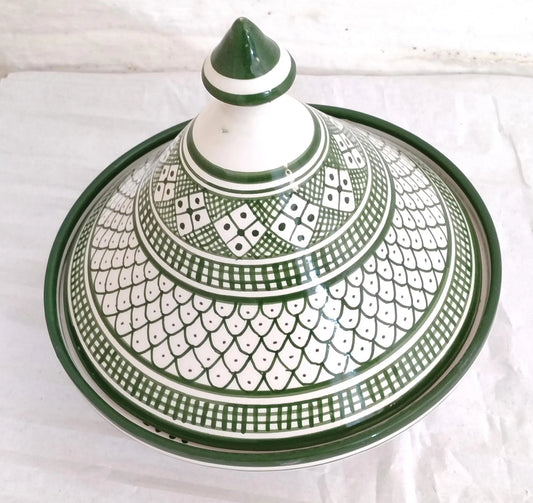 Handmade Ceramic Tagine, Moroccan Ceramic Tagine for Serving and Décor, Hand-Painted Ceramic Pot, Green Ceramic Tagine, Berber Tagine