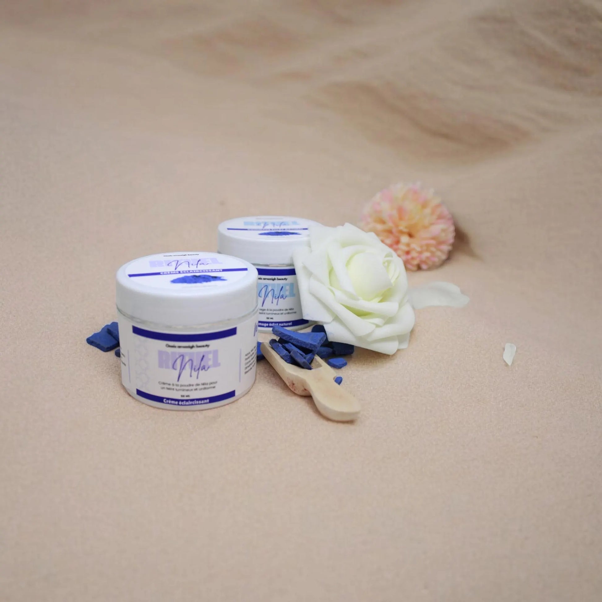 Nila Ritual Box Organic Cream and Scrub for Bright and Hydrated Skin Based on Natural Products, Produced in Morocco
