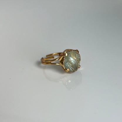 Green Fluorite Ring, Gold, Adjustable Ring, Crystal Ring, Green Fluorite Jewelry, Heart Chakra, Nickel-Free, Crystal Gift, Green Gemstone