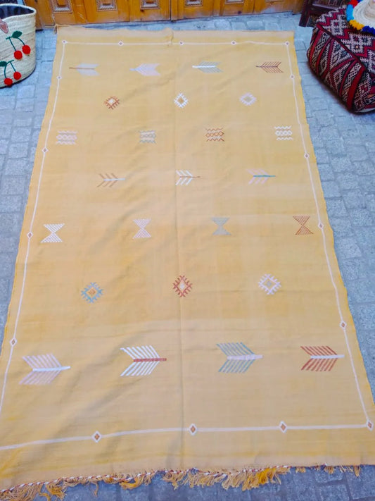 Vintage Cactus Silk Rug, Handmade Moroccan Sabra Cactus Rug, Berber Kilim Rug, Cactus Silk Rug .Authentic Azilal