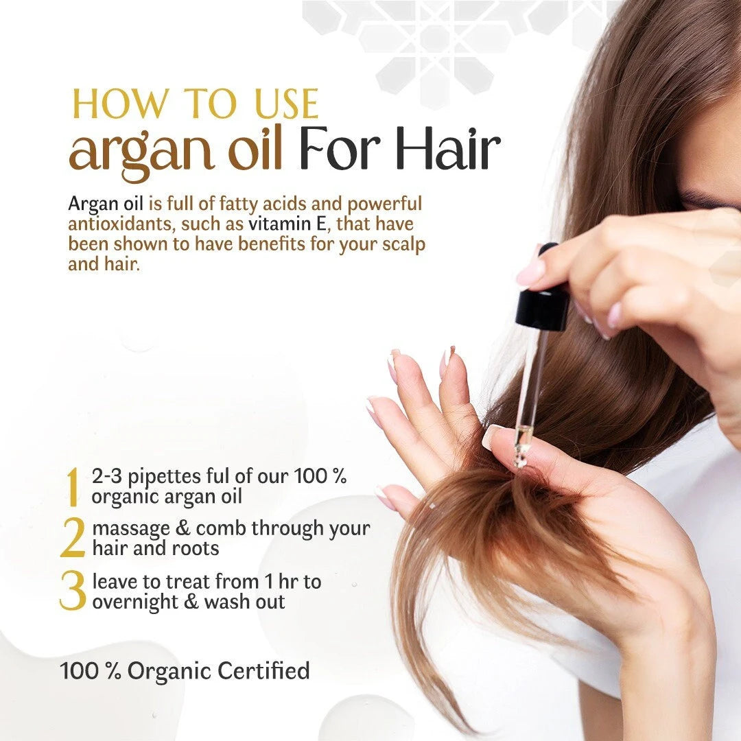 ARGAN OIL MOROCCAN - 100 % Pure Natural Organic Cold Pressed Moisturizer for Skin - Anti-Aging Oil - Hair Care and Skin Care