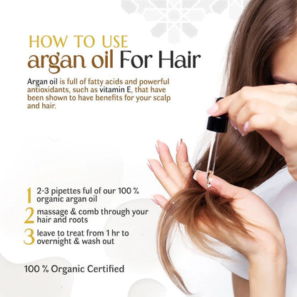 ARGAN OIL MOROCCAN - 100 % Pure Natural Organic Cold Pressed Moisturizer for Skin - Anti-Aging Oil - Hair Care and Skin Care