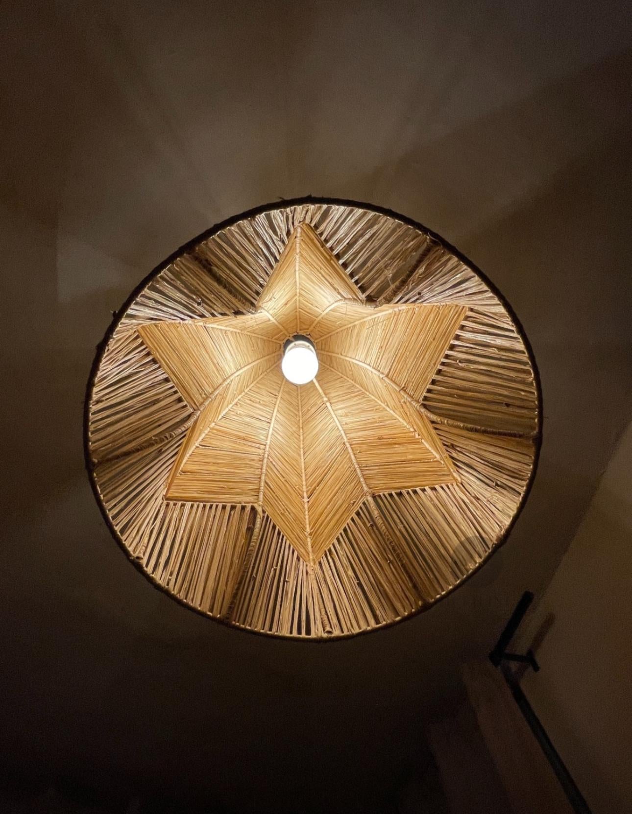 New Style Wave Chandelier, Raffia Pendant Light , Hanging Lamp Shade in Raffia