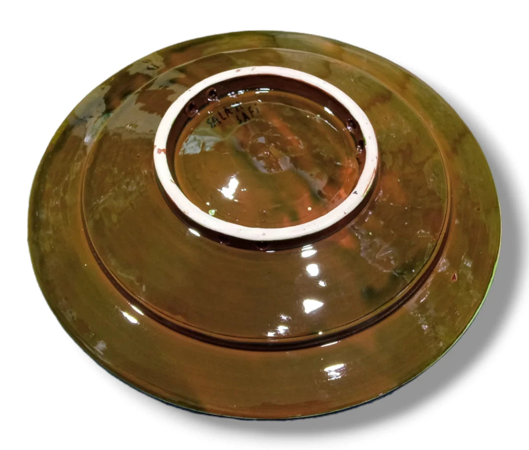 30Cm Ceramic Plate, Handmade and Hand-Painted Plate, Home and Deco, Pottery Plate, Moroccan Wall Art, Serving Plate Dinner Plate Green Plate