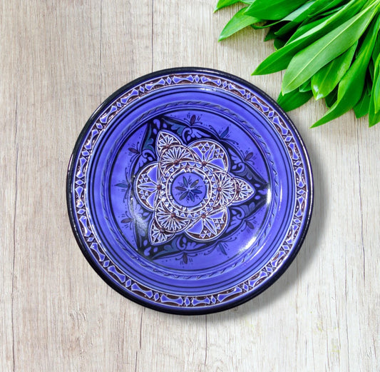 30Cm Ceramic Plate Handmade and Hand-Painted Plate, Home and Deco, Pottery Plate Moroccan Wall Art Serving Plate Dinner Plate Blue Plate