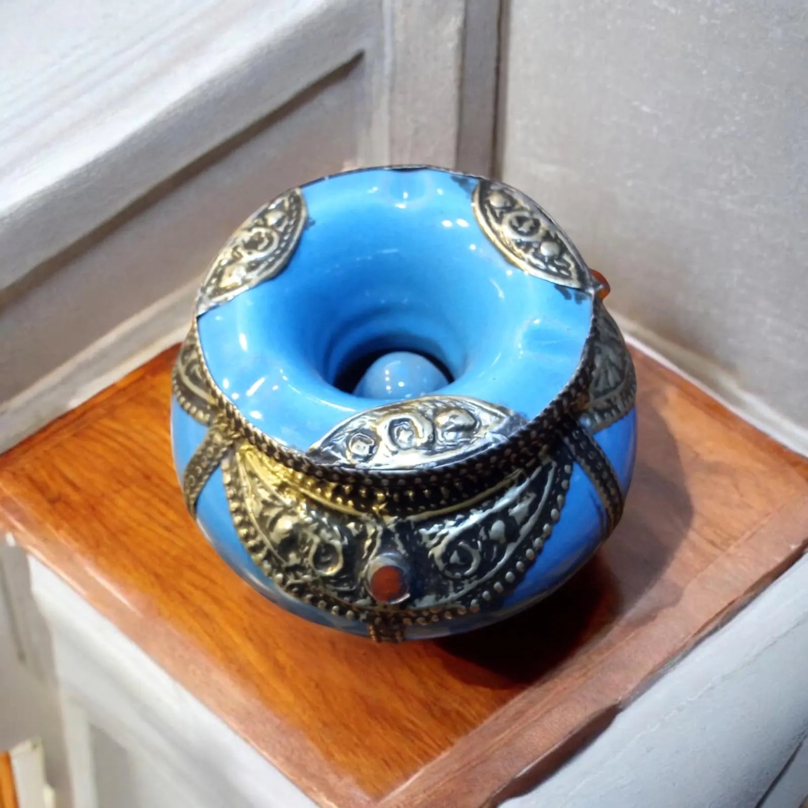 Moroccan Ashtray with Berber Desgine Painted by Hand Unique Ashtray, Decorative Ashtray, Metal Ashtray