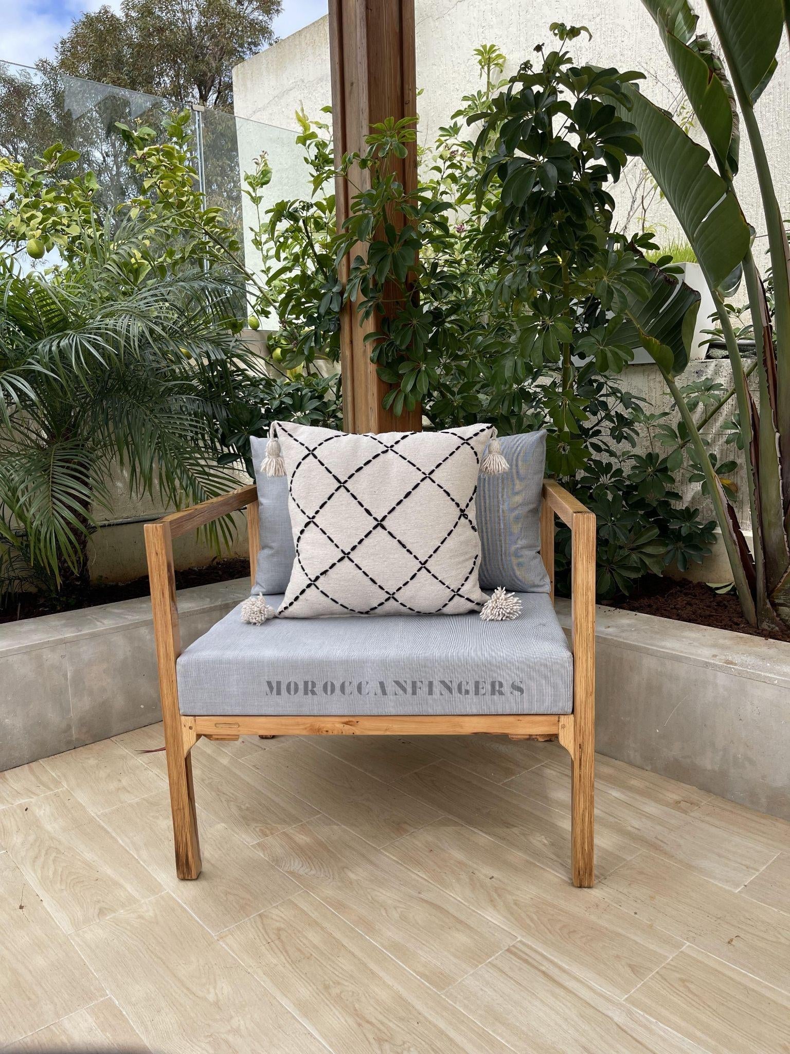 Geometric Pillow Covers 18X18 – Set of 2 Modern Handwoven Cushions, Recycled Cotton, Handmade in Morocco