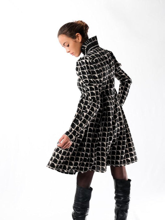 Victoria'S Cotton Dress Short - Black & White