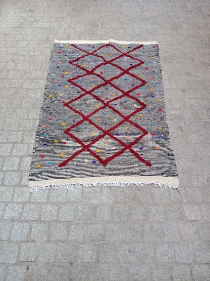 Moroccan Zanafi Rug .Handmade Berber Wool Rug Authentic Azilal Carpet Area Rug - Vintage Berber Rug - Zanafi Rug