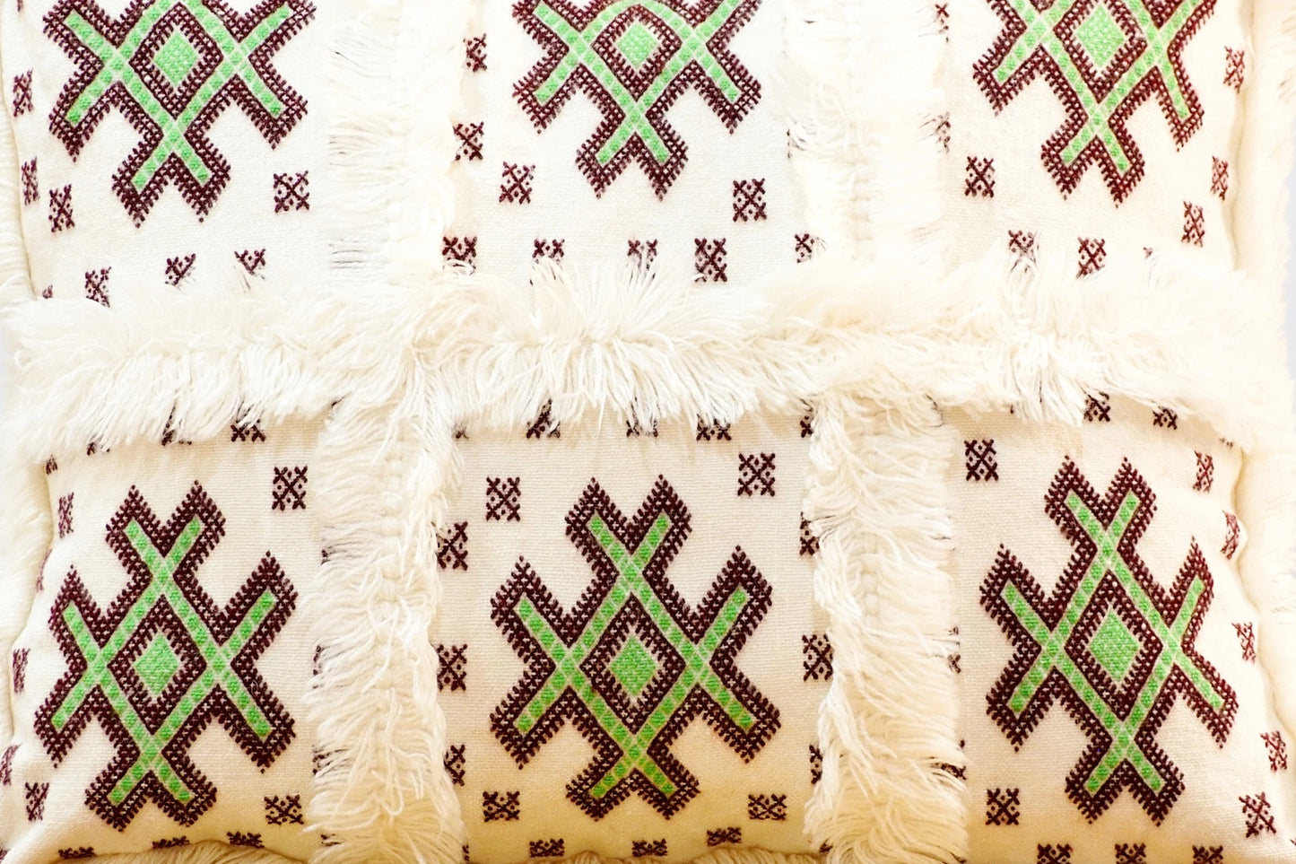 Handmade Moroccan Wedding Blanket Pillow Cover Handira Blanket Cushion Cover Wool Pillow Cover with Sequins