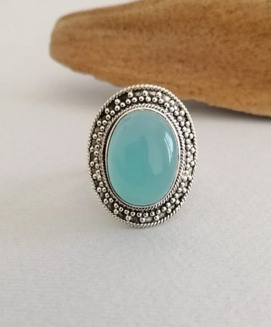 Aquamarine and Sterling Silver Ring