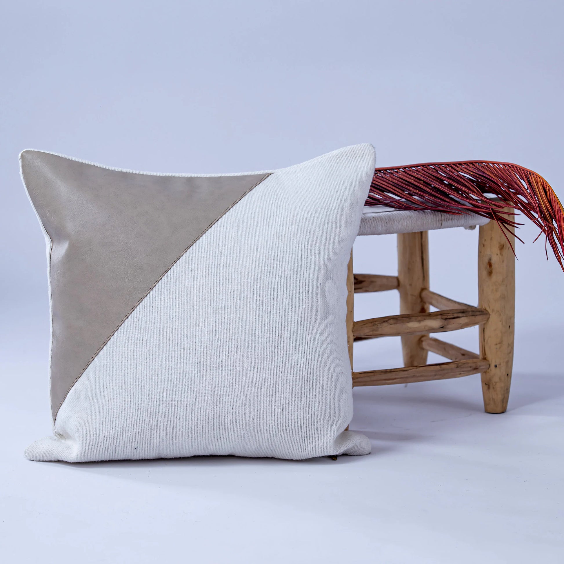 White and Natural Moroccan Decorative Pillow - Handmade Pillow -Livingroom Pillow - Bedroom Pillow - Custom Pillow