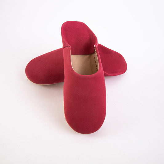 Red Moroccan Leather Slippers – Handmade Indoor House Shoes for Men & Women | Soft Suede & Leather Comfort