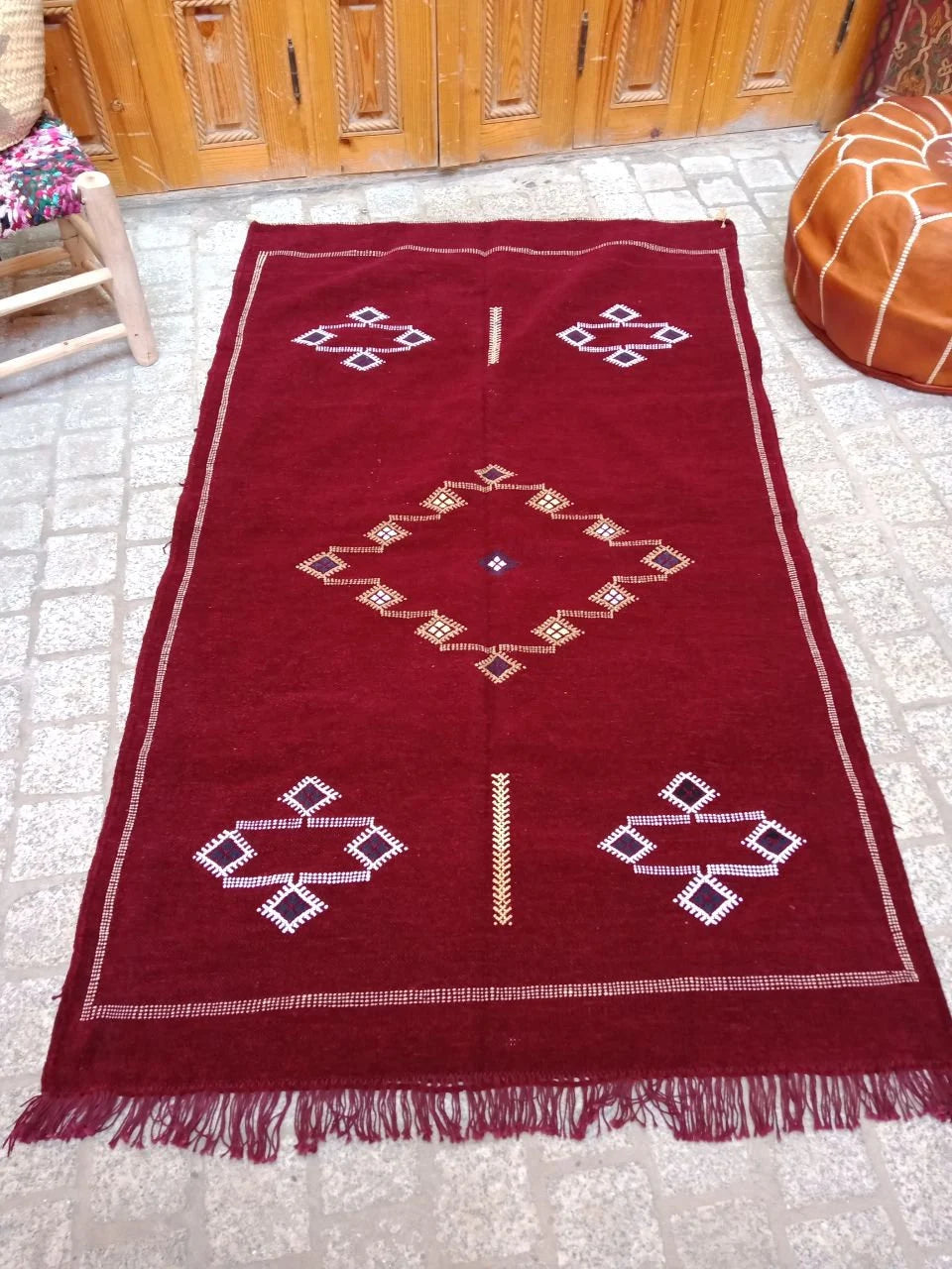 Cactus Silk Rug - Moroccan Cactus Silk Kilim Handmade .Cactus Silk Rug ,Sabra Carpet Berber Authentic Azilal Area Rug. Colorful Rug