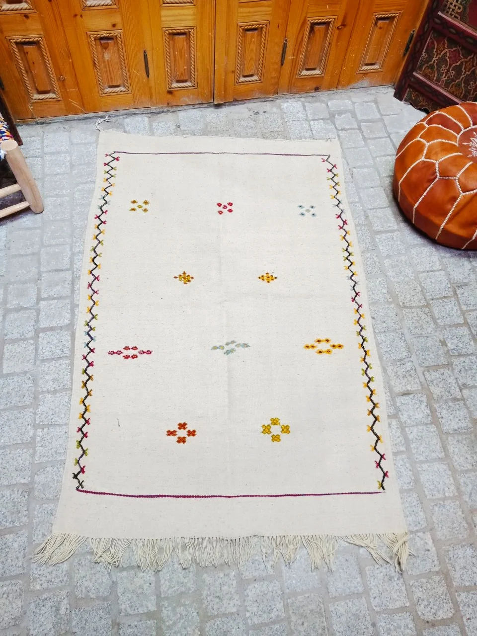Moroccan Akhnif Rug 3×5 Ft . Moroccan Berber Kilim, Handmade Wool Rug. Large Berber Rug, Area Rug