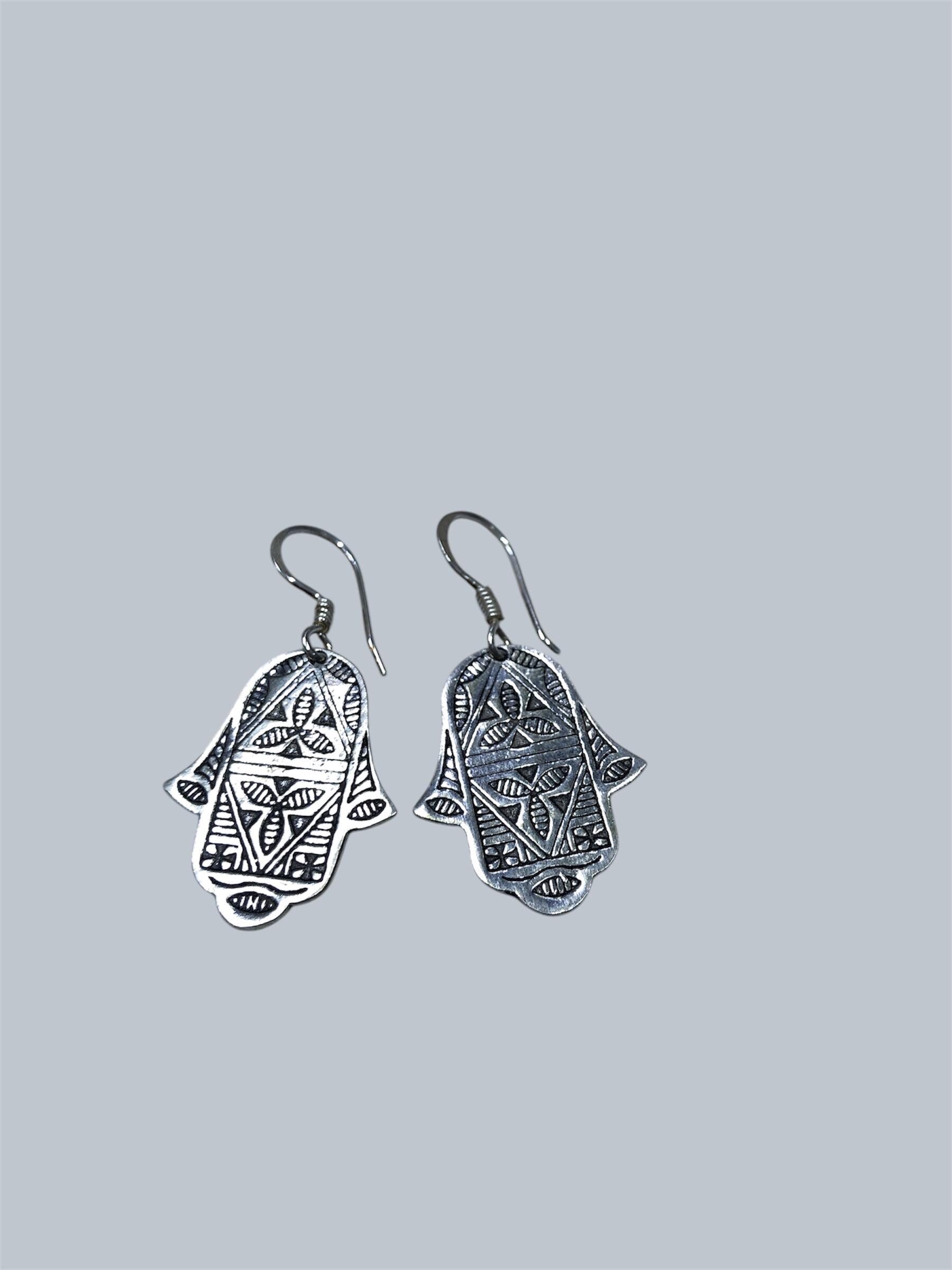 Tuareg Ring, Vintage Jewelry, Silver Earrings, Handmade Jewelry, Tuareg Earrings, Hand of Fatima