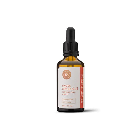 Organic Sweet Almond Oil 100% Cold-Pressed – for Hair, Face & Body – Natural Moisturizer, Dry Skin and Hair Treatment – 50Ml Travel Size