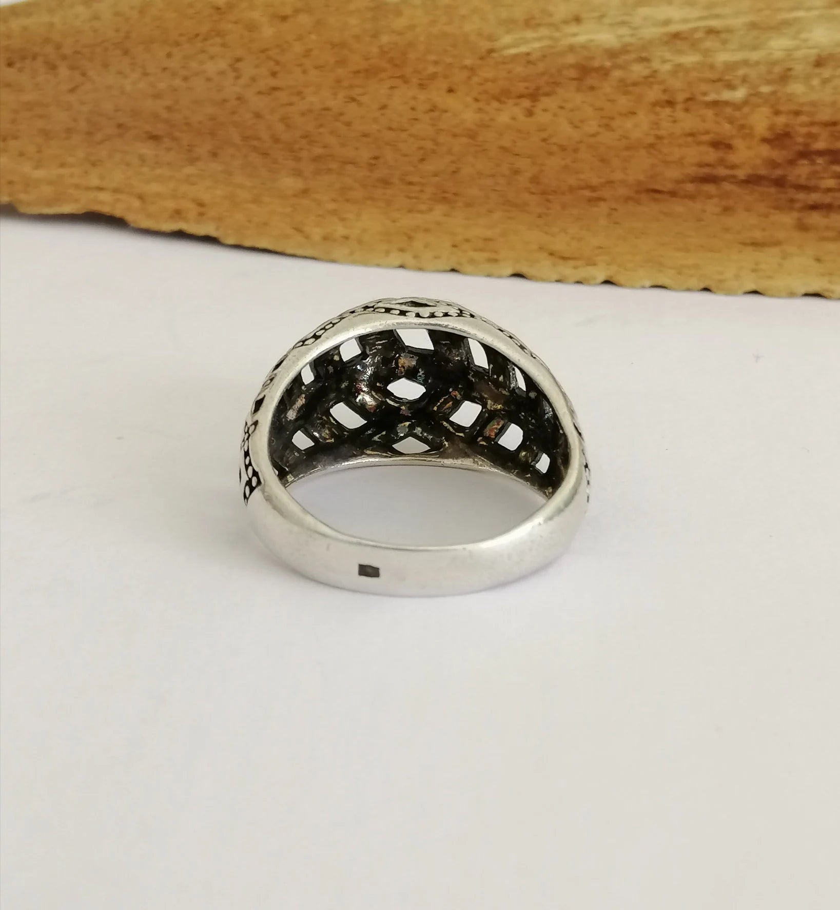 Domed Geometric Opencut Sterling Silver Statement Ring