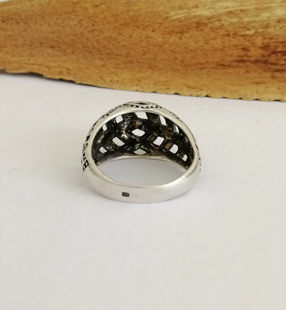 Domed Geometric Opencut Sterling Silver Statement Ring